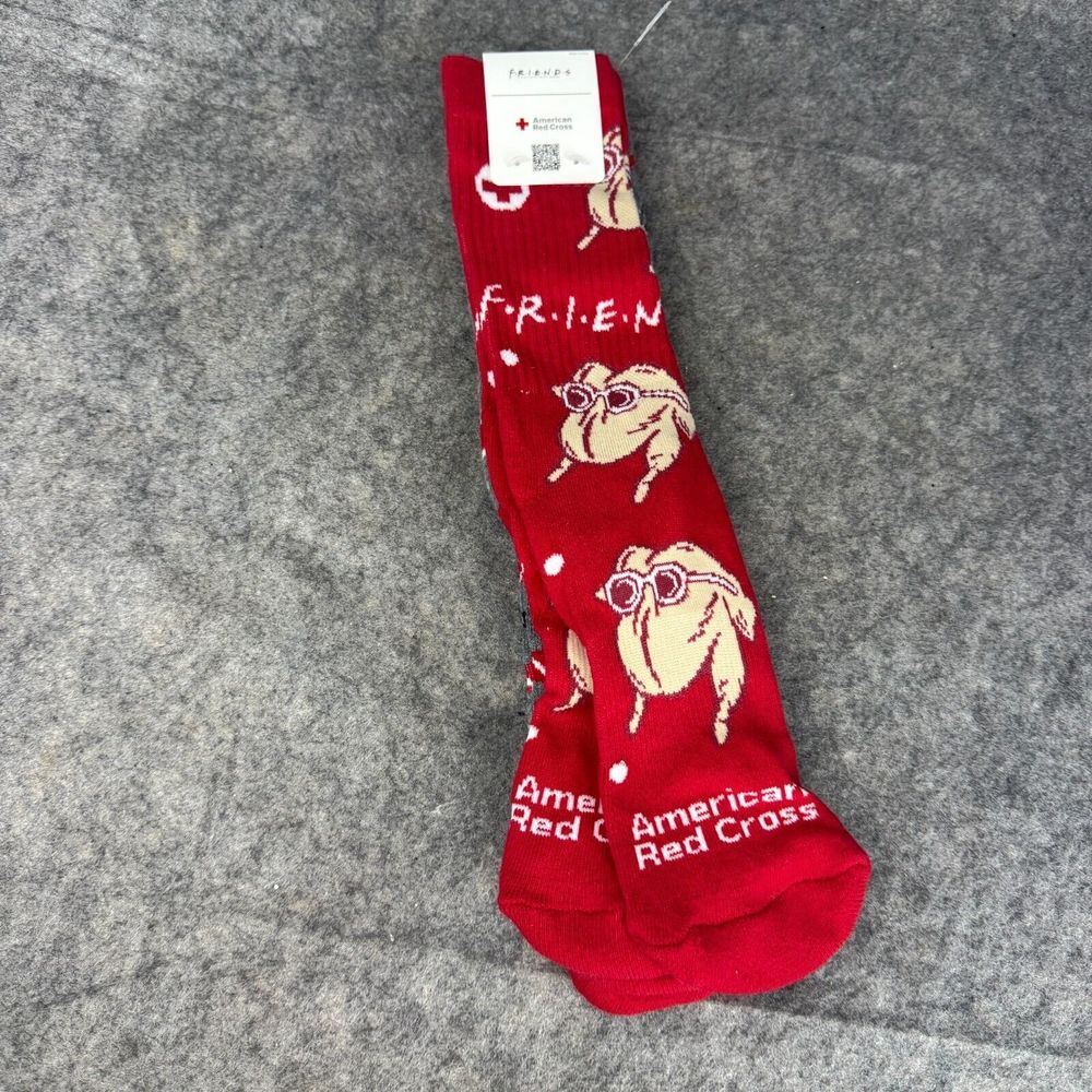 AMERICAN RED CROSS Socks "FRIENDS" 2 PAIR Crew‎ Donors Cotton NWT